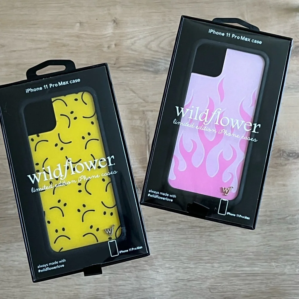 Y2K Wildflower Pink Twin Flames & Yellow Smileys iPhone 11 Pro Max Phone Cases